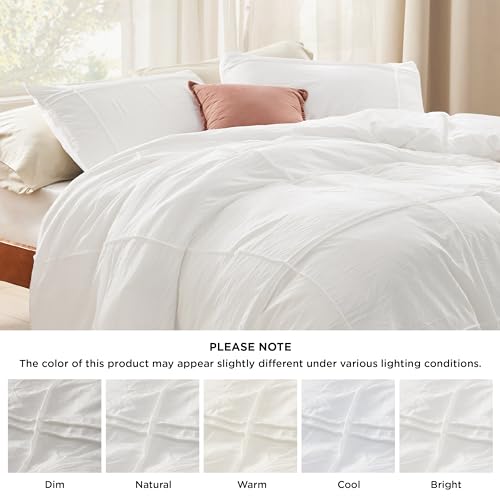 Bedsure Grid Boho Duvet Cover Twin Size - Shabby Chic Tufted Boho Bedding Set, 2 Pieces Shabby Chic Home Bedding for All Seasons, Includes 1 Twin Duvet Cover & 1 Pillowcase (White, 68" x 90") Bedsure