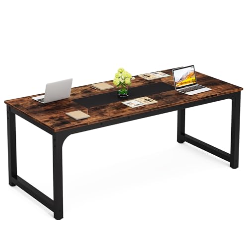 Tribesigns 6 ft Rectangular Conference Table, 70.9'' Industrial Modern Meeting Table for 6 People, Seminar Boardroom Table for Office Conference Room, Rustic Brown Tribesigns