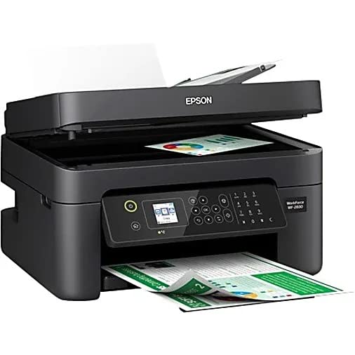 Epson Workforce WF-2830 Wireless Color Inkjet All-in-One Printer, Print Scan Copy and Fax, Automatic 2-Sided Printing, 1. 4" Color LCD, 100-sheet Paper Tray, Wi-Fi Direct Connectivity, Black Epson
