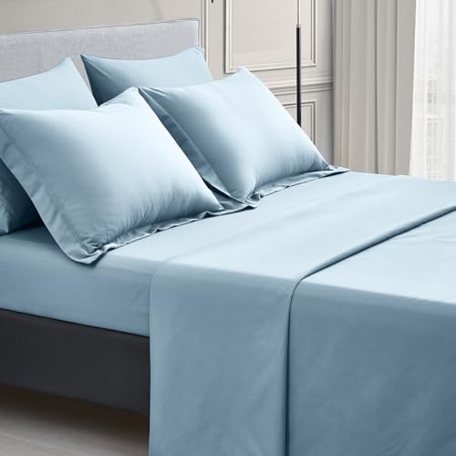 Maple&Stone Full Size Comforter Sets 7 Pieces Bed in a Bag - Down Alternative Bed Set with Comforter, Sheets, Pillowcases & Shams, All Season Lightweight Bedding Set, Light Blue Maple&Stone