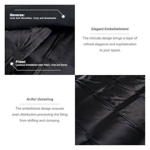 Lanest Housing Twin Size Satin Comforter Set Black, 2 Pieces Soft and Lightweight Silk Bedding, All Season Fluffy Down Alternative Comforter Bed Set Lanest Housing