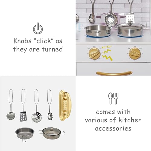 TOUCH US Wooden Play Kitchen Toy Set with Light, Kids Children Pretend Toy Kitchen Playset, Sink with Faucet, Oven, Microwave, Kitchenware Set Accessories for Ages 3-8 Girls Boys touch us