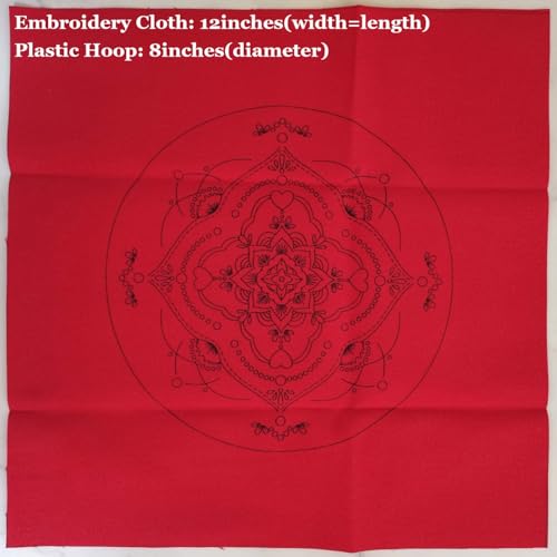 Esffaci Embroidery Starter Kit for Adult Beginner with Mandala Datura Pattern Hand Embroidery Set with Embroidery Cloth Hoop Needle Threader Embroidery Floss and Instruction