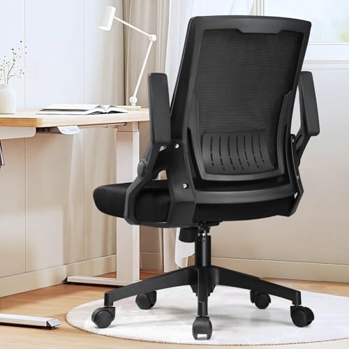 GTRACING Ergonomic Office Chair with Flip-up Armrests Executive Computer Chair for Home Office, Breathable Mesh & Comfy Lumbar Support, Black GTRACING