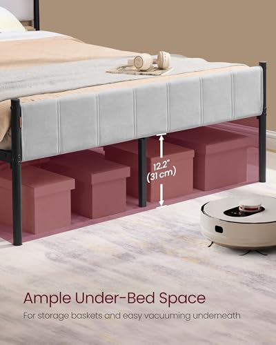 VASAGLE Full Bed Frame with Upholstered Headboard, Metal Bed Frame Full Size with Footboard, 1100 lb Weight Capacity, Steel Slats, Easy Assembly, No Box Spring Needed, Dove Gray URMB982G01V1 VASAGLE