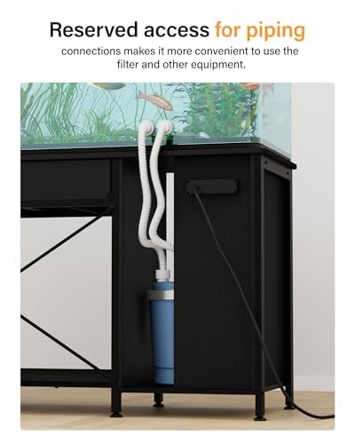 FILKO 40-50 Gallon Fish Tank Stand: Sturdy Aquarium Stand with Storage for 40-50 Gallon Fish Tank - Metal Terrarium Table Cabinet with Power Outlet for Reptile Turtle (55-75 gallon) FILKO