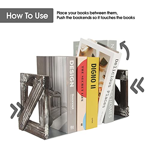 J JACKCUBE DESIGN Rustic Bookends 1 Pair, Decorative Farmhouse Bookend for Heavy Books Magazine DVD on Desk Table Shelf - MK709A J JACKCUBE DESIGN