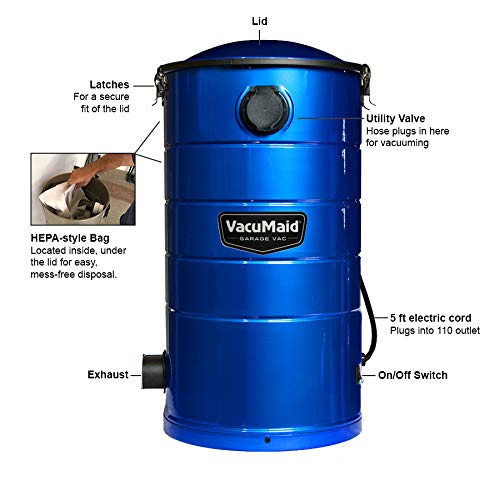 VacuMaid GV50BPRO Professional Wall Mounted Garage and Car Vacuum with 50 ft. Hose and Tools VacuMaid