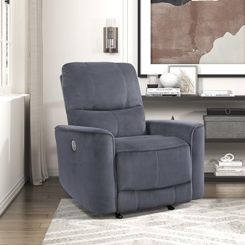 Lexicon Power Recliner Chair Living Room Velvet Reclining Sofa Chair, Home Theater Seating, Power Rocker Recliner Sofa Chair for Living Room/Office/Apartment, Dark Grey Lexicon