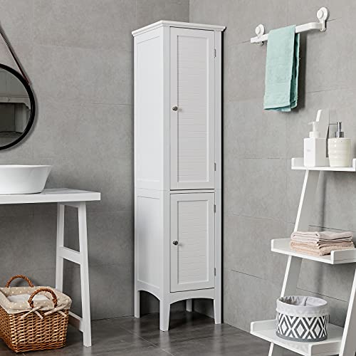 Tangkula 5-Tier Slim Bathroom Storage Cabinet in White - Elegant Freestanding Tower Design Tangkula