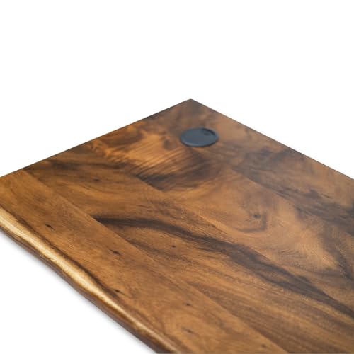 Walnut Solid Wood Desk Top with Cable Grommets – Live Edge Wood Slab, Table Top for PC, Countertop, RV, Laundry, Dining Table – 27" D x 60" W Modern Wood Style