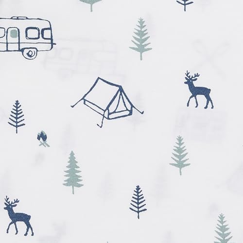 Eddie Bauer - Twin Sheet Set, Cotton Percale Bed Sheets, Crisp & Cool Bed Sheets, Ideal Dorm Essentials (Campout Dark Blue, Twin) Eddie Bauer