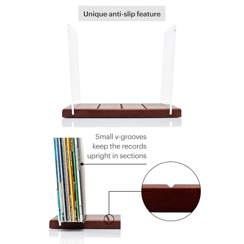 MÖNKE Premium Vinyl Record Storage - a Mid-Century Style Record Holder for Albums, 60-70 LP Capacity - Complements Any Record Player (Brown) MÖNKE
