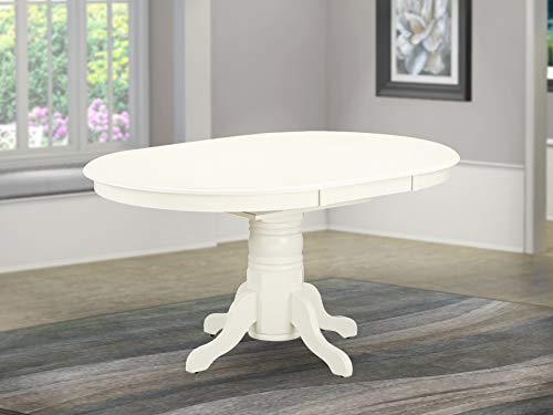 East West Furniture AVT-LWH-TP Avon Dining Room Table - an Oval kitchen Table Top with Butterfly Leaf & Pedestal Base, 42x60 Inch, Linen White East West Furniture