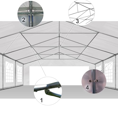 AMERICAN PHOENIX Party Tent PVC 20x20 ft Heavy Duty Canopy Shelter for Wedding Event White with Fire Retardant (20x20 FT, White-PVC) AMERICAN PHOENIX