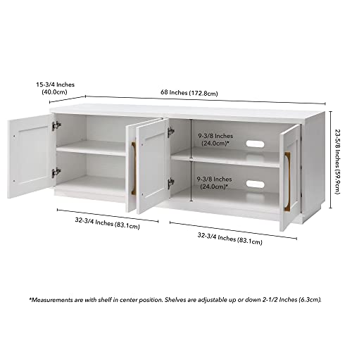 Henn&Hart Tillman Rectangular TV Stand for TV's up to 80" in, 68" Wide, White Henn&Hart
