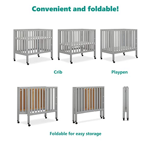 Dream On Me Jett Non-Full Size Folding Convertible Crib, Lightweight Portable Crib, Three Adjustable Mattress Height Settings, Easy to Fold Travel Crib, 1.5” Mattress Pad Included Dream On Me