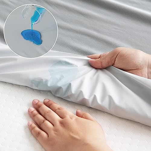 Magik & Kover Twin Mattress Protector Waterproof Cover 2 Pack, Waterproof Bed Twin Fitted Sheet Only, Machine Washable Deep Pocket Single Size Mattress Cover for Kids with Elastic Rubber Band, Grey Magik & Kover