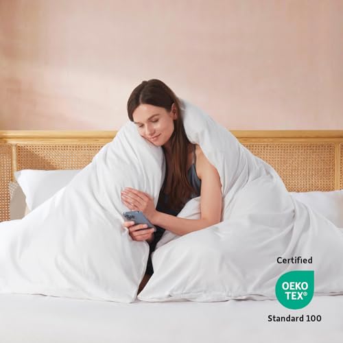 Nestl White Duvet Cover Full Size - Soft Double Brushed Full Size Duvet Cover Set, 3 Piece, with Button Closure, 1 Duvet Cover 80x90 inches and 2 Pillow Shams Nestl