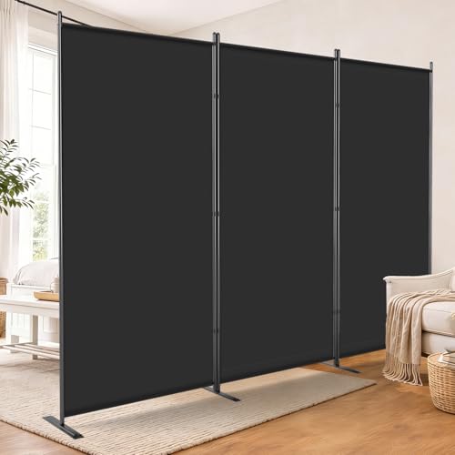 AKTOP Room Divider 3 Panel, Folding Fabric Wall Divider for Room Separation, Portable Room Partitions and Dividers 103"W x 70''H, Freestanding Privacy Screen for Office, Dorm, Studio, Classroom, Black AKTOP