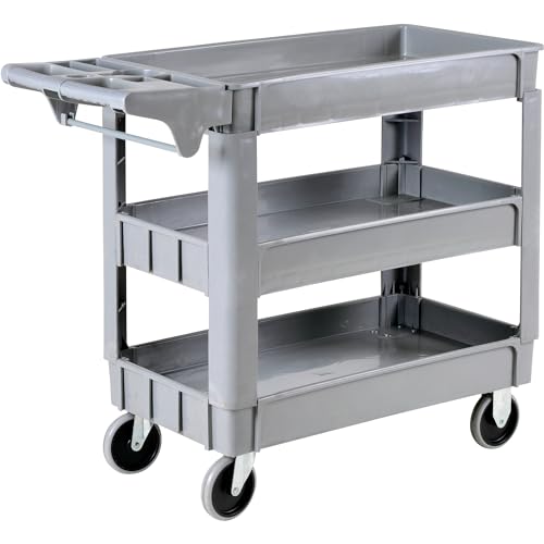 Ironton 500-Lb. Capacity 3 Tray Utility Cart, Maintenance-Free Structural Foam Construction Cargo Pushcart, Scratch Resistant, Easy to Clean Service Ironton