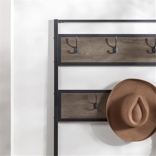 Walker Edison August Modern Farmhouse X Back Hall Tree with Bench, 72 Inch, Grey Wash Walker Edison