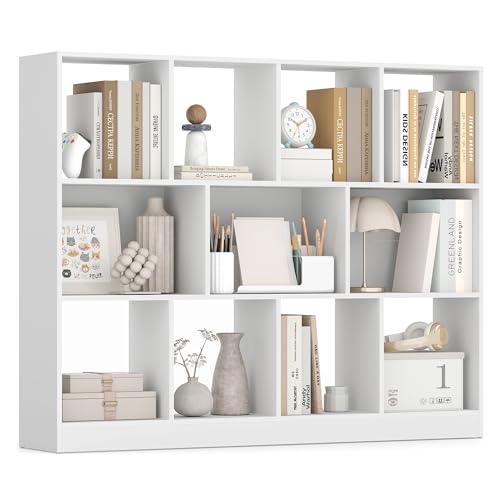 VASAGLE Custos Collection - Bookshelf, 3-Tier Bookcase, Book Shelf, Open Storage Shelf, 9.4 x 49.6 x 39.4 Inches, for Living Room, Home Office, Dining Room, Cloud White ULBC454W01 VASAGLE