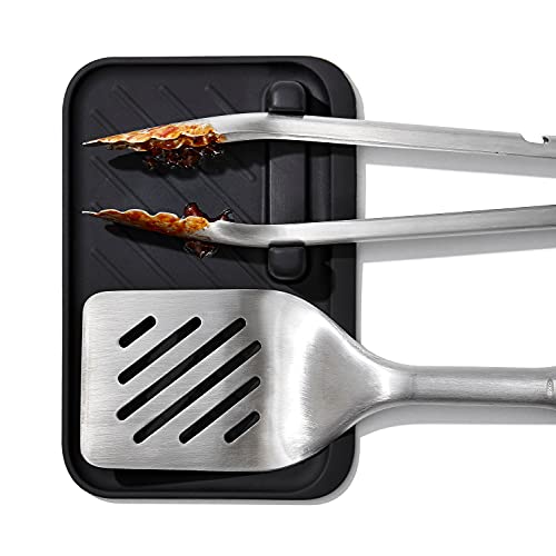 OXO Good Grips Grilling, 3pc Set - Tongs, Turner and Tool Rest, Black OXO