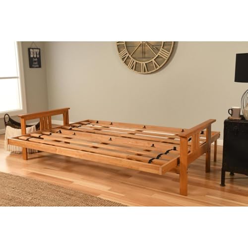 Maykoosh Queen Futon Frame - Hardwood Sofa Bed with Folding Design - Butternut Maykoosh