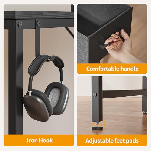 CubiCubi Computer Desk with 2 Drawers, 40 Inch Small Home Office Desk with Storage Study Writing Table, Modern Black CubiCubi