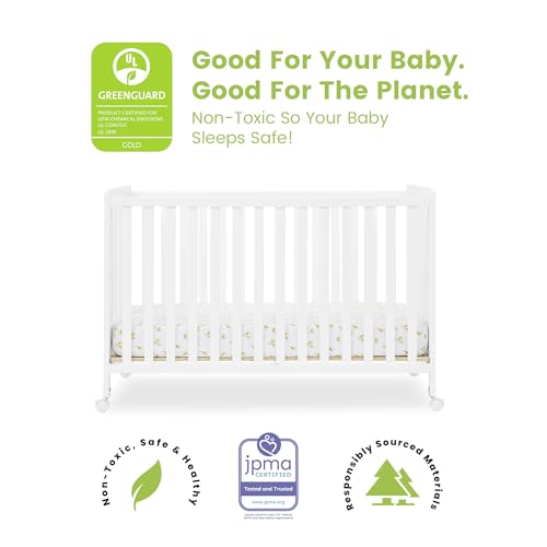 Simmons Kids Aria Full Size Portable Folding Crib - Greenguard Gold Certified, Bianca White