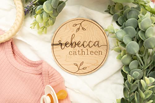 Baby Announcement Sign, Hospital Sign, Gender Reveal Baby Photo Props, Wooden Name Sign, Baby Shower Gift, Birth Stat, Laser Birth Engraved Round WoodArtSupply