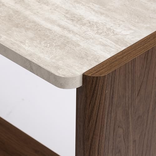 SUNBURY Modern Console Table with Faux Marble Top, 43 Inches Entryway Console Table with Open Shelf, Sofa Table Behind Couch for Hallwa, Living Room, Entrance SUNBURY