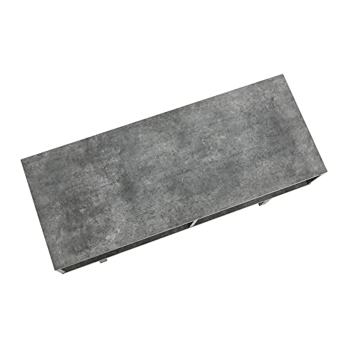 Household Essentials Jamestown TV Stand Coffee Table with Rectangular Storage Compartments Rustic Slate Concrete and Black Metal Household Essentials