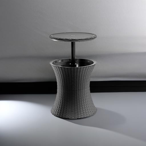 Keter Pacific Cool Bar Outdoor Patio Furniture and Hot Tub Side Table with 7.5 Gallon Beer and Wine Cooler, Dark Grey Keter