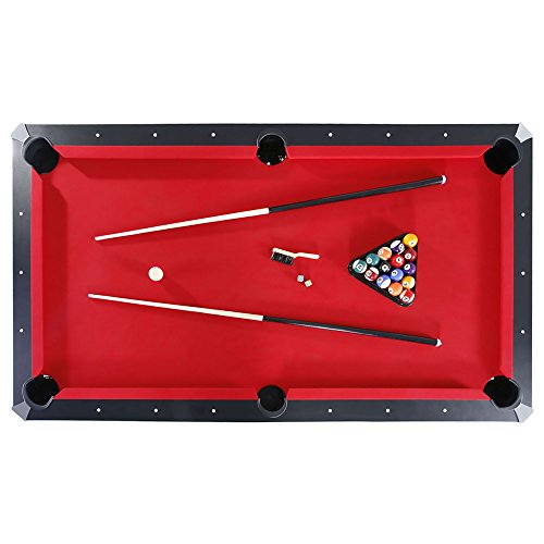 Hathaway Park Avenue 7 Ft Multi Game Pool Table Combo with Dining Top and Ping Pong – Includes Set of Benches for Home Storage and Accessories – Red & Black Finish Hathaway