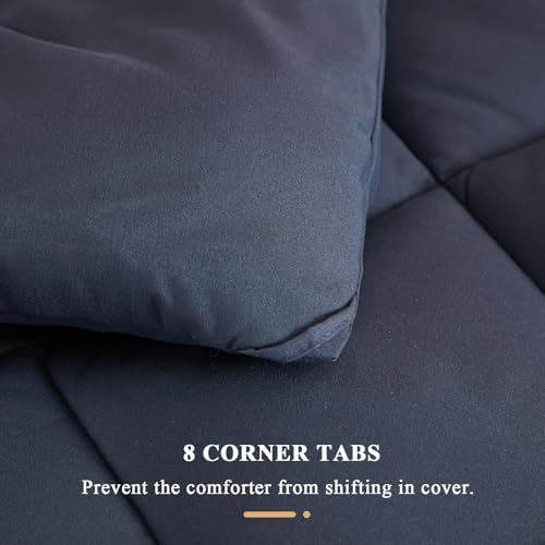 MIOTO 128x120 Oversized King Comforter, Extra Large King Size Comforter Oversized, All Season Soft Lightweight Quilt Down Alternative Duvet Insert with 8 Corner Tabs(128x120, Grey) MIOTO