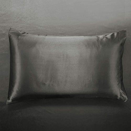 AiMay 3 Piece Satin Duvet Cover Set Bedding Sets Luxury Rich Silk Silky Super Soft Solid Color Reversible Stain-Resistant Wrinkle Free (Queen, D-Grey) AiMay