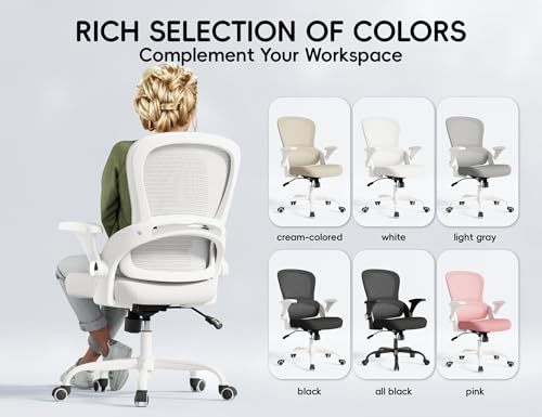TRALT Office Chair - Ergonomic Office Chair with Back Support, Home Office Desk Chairs, Comfy Desk Chair, Computer Chair, 330lbs Wide Seat Big and Tall Office Chairs for Gamers(White) TRALT