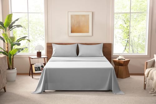 MISSQ Queen Size Bed Sheets Set - Cooling, Extra Soft, Wrinkle & Fade Resistant, Hypoallergenic - 4 Piece Hotel Luxury Microfiber Sheets with 16 Inch Deep Pocket, Queen, Gray MISSQ