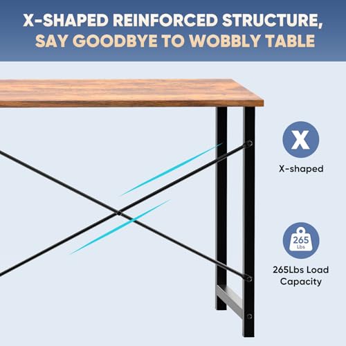 DUMOS 32 in Small Computer Desk for Home Office, Modern Study Work Table Simple Style for Bedroom, Writing Desks with X-Shaped Reinforcement, Rust DUMOS