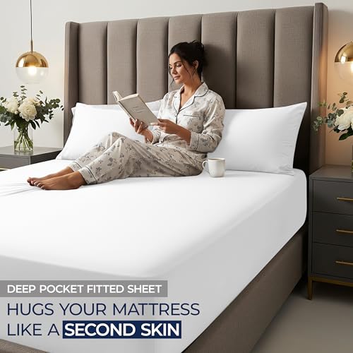 Utopia Bedding Extra Deep Pocket Full Fitted Sheet, Fits up to 21 Inch Mattress - Hotel Luxury, Soft, Breathable and Comfy - Shrinkage and Fade Resistant - Easy Care (White) Utopia Bedding