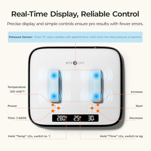 HTVRONT Heat Press Machine for T Shirts - Portable 12X10 Heat Press with Pressure Display, Heats Up Fast & Evenly H10 Heat Press Machines for HTV, Sublimation, Heat Transfer Projects HTVRONT