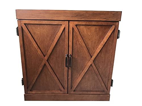 Hathaway Farmington Dartboard and Cabinet Set - Includes 18-in Dartboard, Steel-Tip Darts, Chalk Scoreboards - Perfect for Family Game Rooms, Basements, Home Bars, Walnut Hathaway