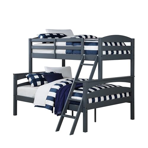 DHP Brady Wood Bunk Bed Frame, Twin over Full, Grey DHP