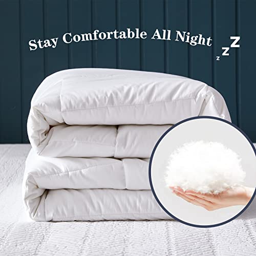 Simple&Opulence Down Alternative Comforter, Twin Size Duvet Insert with 100% Cotton Cover, Ultra-Soft Microfiber Quilted All Season Breathable Cooling Bed Comforter (Twin, White) Simple&Opulence