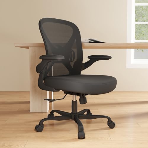 ZZH Ergonomic Office Chair Set of 10 with Adjustable Lumbar Support, Mesh Home Office Desk Chair with Wheels and Flip-up Arms, Black ZZH