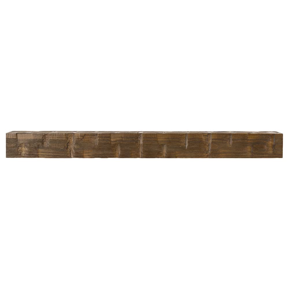 Country Living Wood Fireplace Mantel Shelf - Bodie 48 Inch Mocha Finish | Rustic Hand-Hewn and Distressed Pine Beam with Worn, Reclaimed Log Look; for Fireplaces, Hearths & Décor Country Living