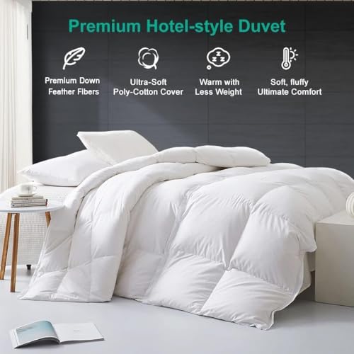 APSMILE Lightweight All-Season Down Feather Fibers Comforter Queen/Full Duvet Insert for Hot Sleepers/Warm Weather- Ultra-Soft High Fill-Power Hotel Collection Comforter, Thin Light Warmth(90"x90") APSMILE