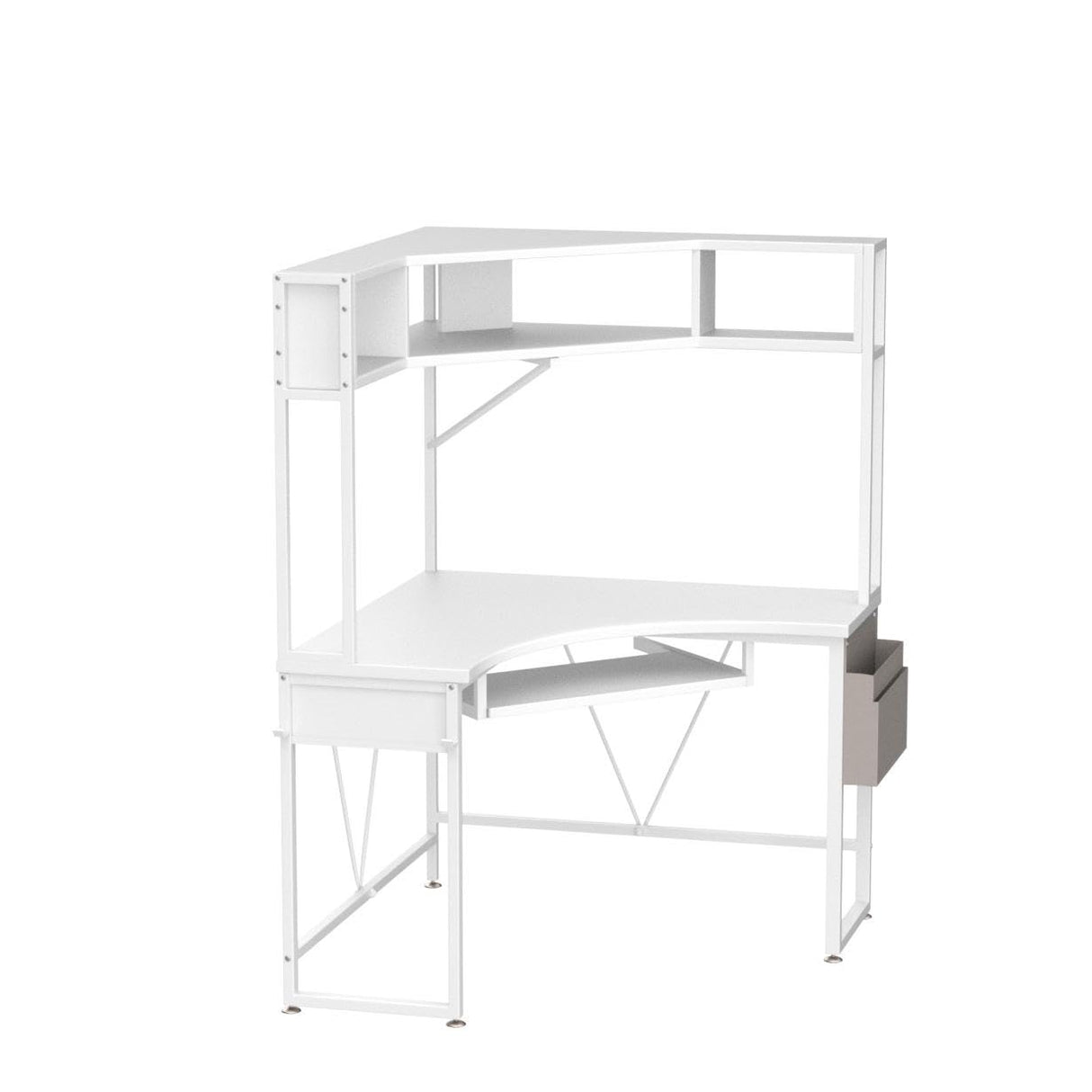 SEDETA Corner Desk, Small Computer Desk with Hutch & LED Lights, Triangle Corner Computer Desk with Keyboard Tray, Storage Bag, and Headphone Hook for Small Space, Small Office Desk, White SEDETA